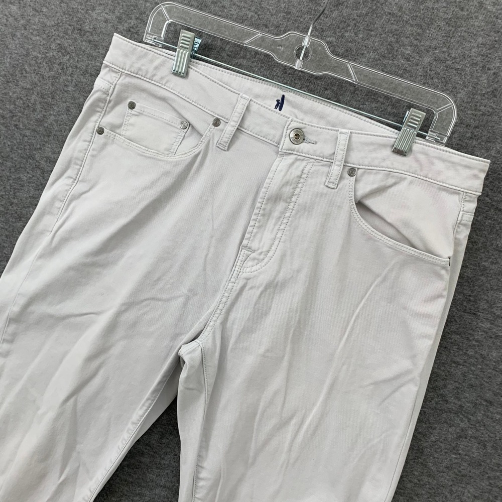 Johnnie-O Atlas Stretch 5-Pocket Straight Leg Pants Mens 34x32 Light Gray Chrome